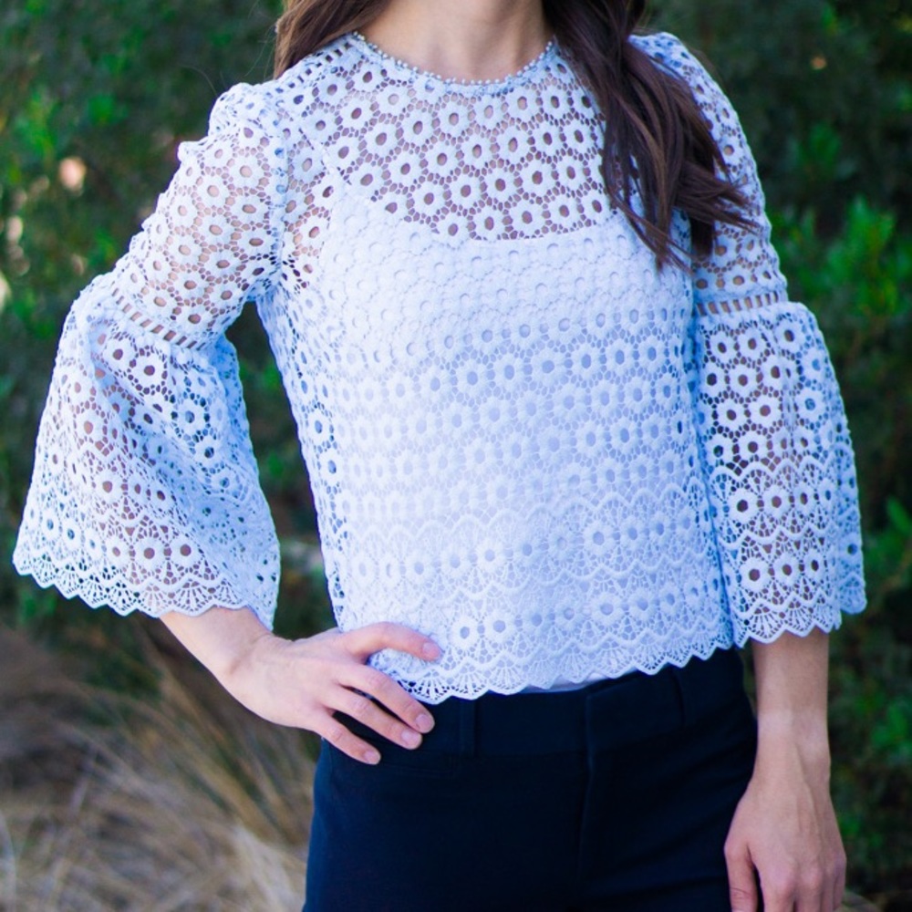 J. Crew Daisy Lace Blue Blouse